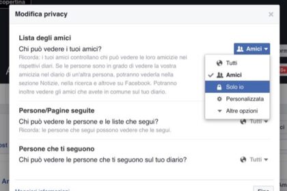 Come nascondere la lista degli amici sul vostro profilo Facebook da PC